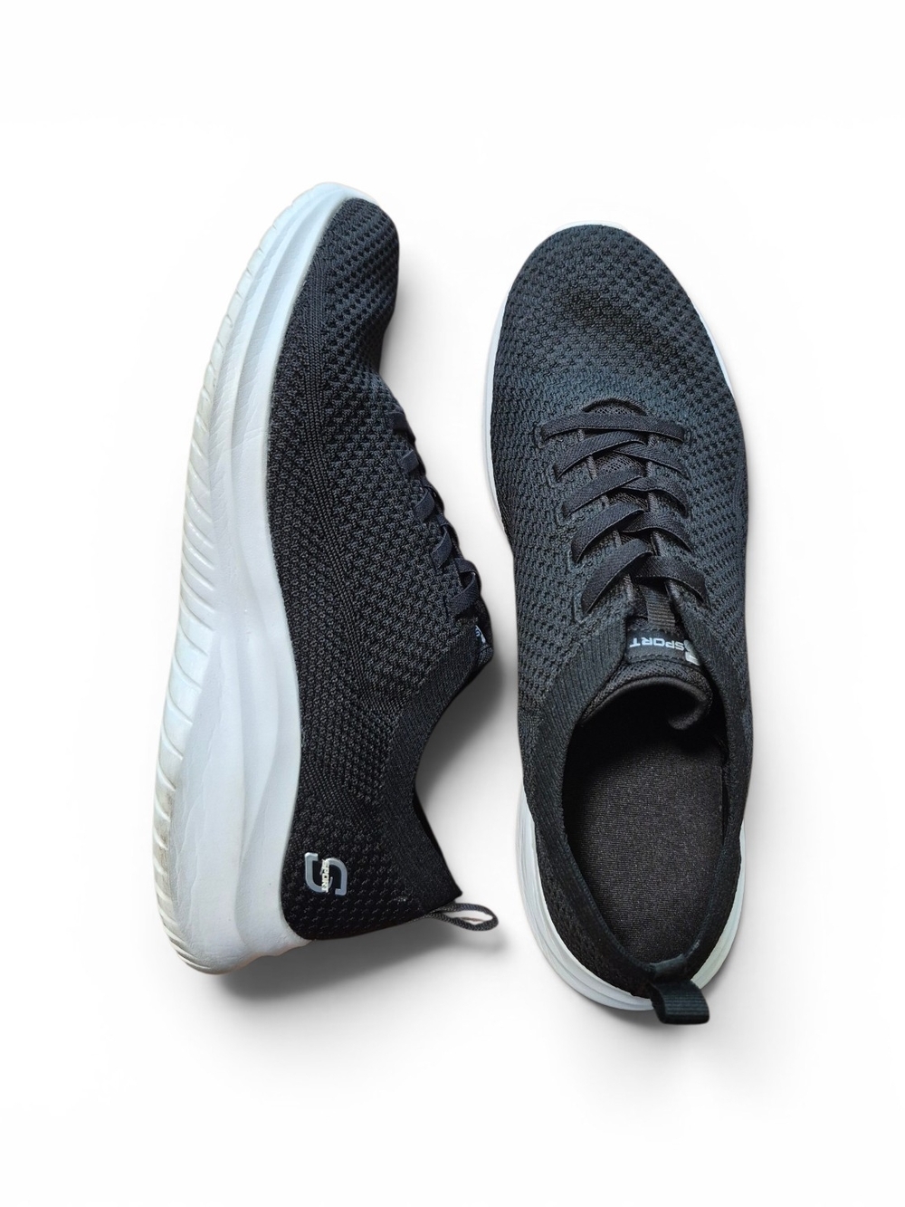 Skechers Sport Black Knit Slip-On Walking Sneakers Size 12